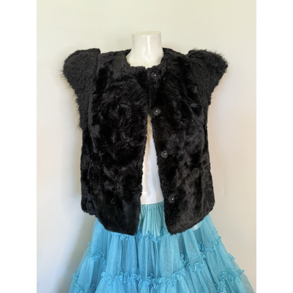 Vintage Women's Skaist Taylor Neiman Marcus Faux Fur‎ Vest Black Medium Pockets - Picture 12 of 16